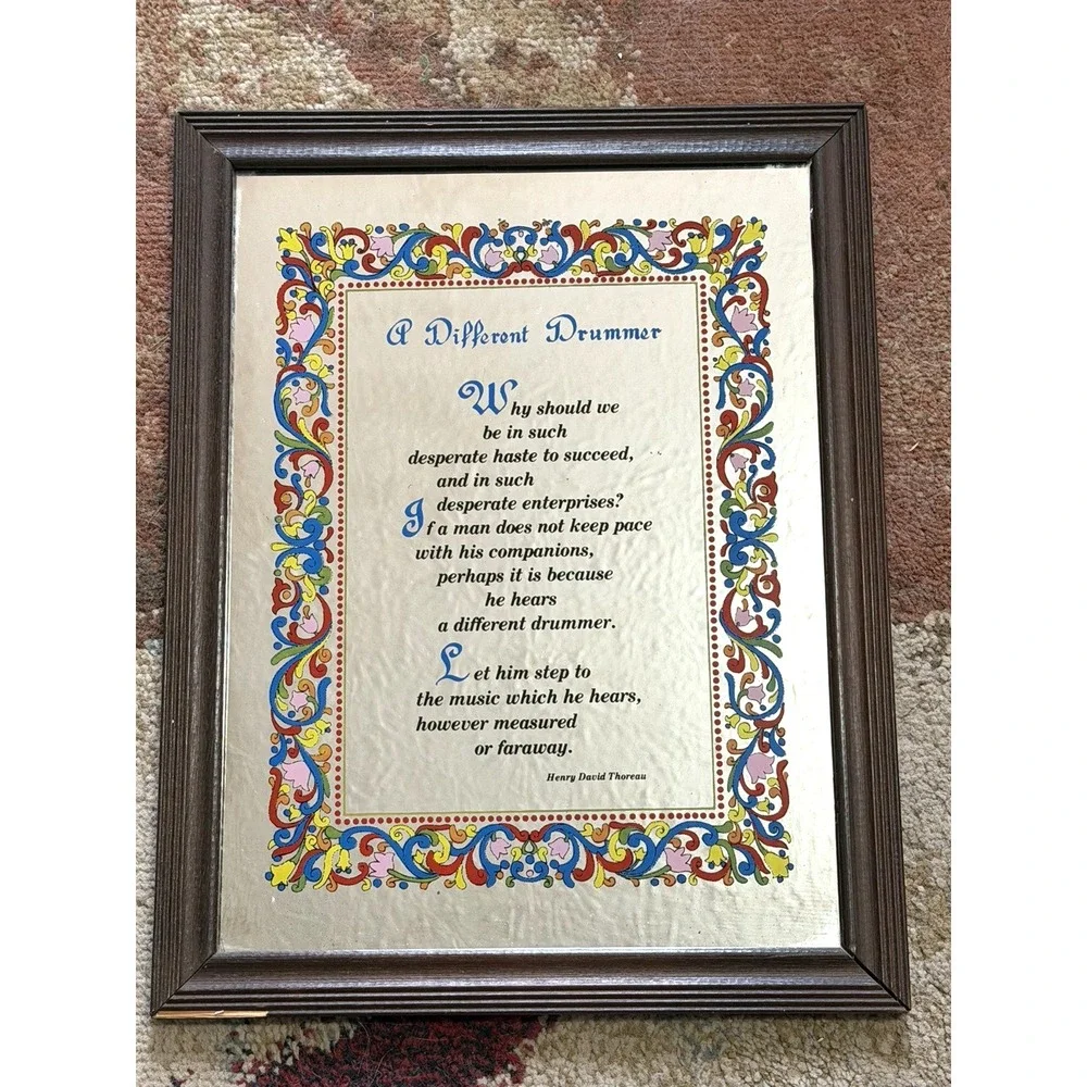 Vintage Framed Mirror with Poem 